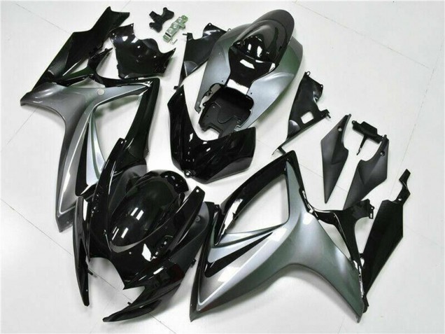Beste Suzuki GSXR 600/750 Motorrad Verkleidung 2006-2007 - Silber Glanzendes Schwarz