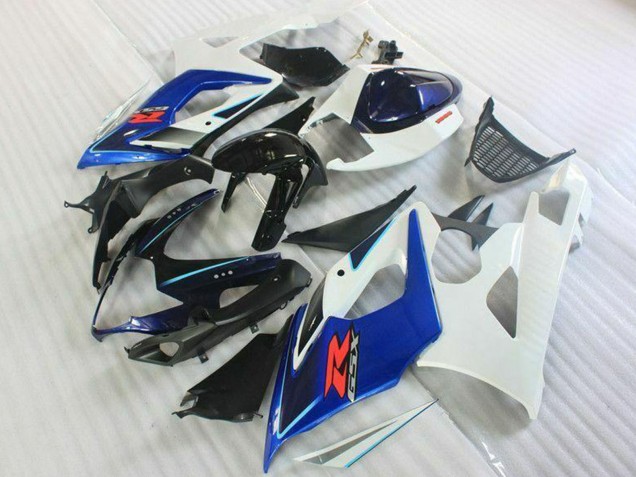 Beste Suzuki GSXR 1000 Motorrad Verkleidung Kit 2005-2006 - Weiss Blau Glanzendes Schwarz