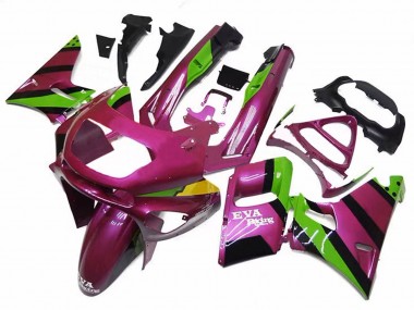 Beste Kawasaki ZZR600 Motorrad Verkleidung 1998-2003 - Dunkel Rosa Grun EVA Rennen