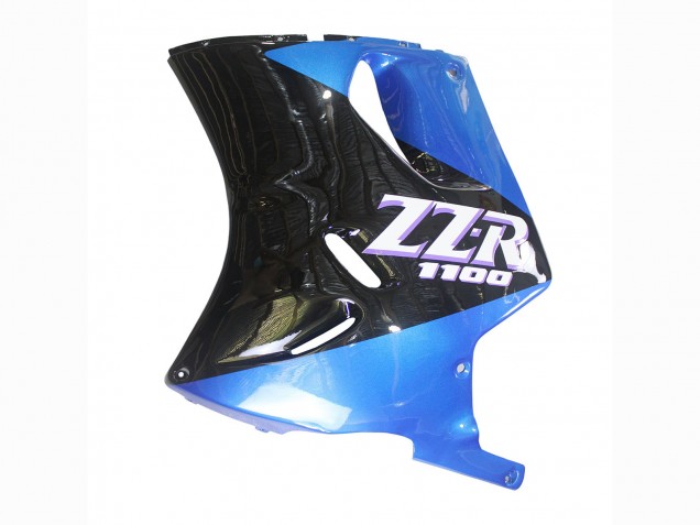 Beste Kawasaki ZZR1100 Motorrad Verkleidung 1990-1992 - Blau Glanzendes Schwarz