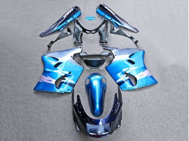 Beste Kawasaki ZZR1100 Motorrad Verkleidung 1993-2003 - Glanzendes Blau Grau