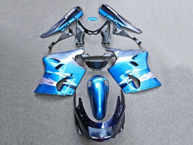 Beste Kawasaki ZZR1100 Motorrad Verkleidung 1993-2003 - Glanzendes Blau Grau