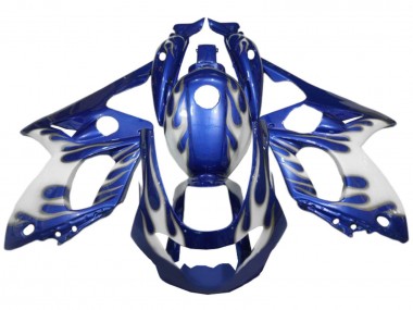 Beste Yamaha YZF600R Thundercat Motorrad Verkleidung 1996-2007 - Blau Weiss Silber Flamme