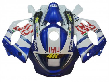Beste Yamaha YZF600R Thundercat Motorrad Verkleidung 1996-2007 - Weiss Blau Rot Fiat 46