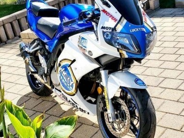 Beste Suzuki SV650 Motorrad Verkleidung 2003-2013 - Weiss Blau Lucky Strike Motul