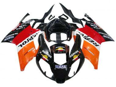 Beste Aprilia RSV1000 Motorrad Verkleidung 2003-2006 - Orange Weiss Rot Schwarz Repsol