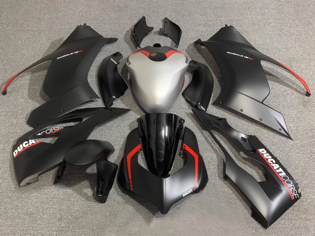 Beste Ducati Panigale V2 Motorrad Verkleidung 2020-2024 - Silber Rot Matt Schwarz Corse