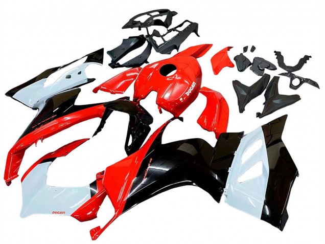 Beste Ducati Panigale V2 Motorrad Verkleidung Kit 2020-2024 - Weiss Rot Glanzendes Schwarz