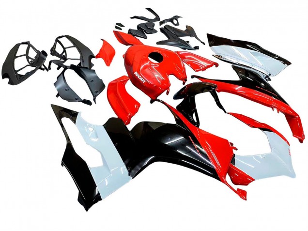 Beste Ducati Panigale V2 Motorrad Verkleidung Kit 2020-2024 - Weiss Rot Glanzendes Schwarz