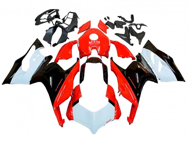 Beste Ducati Panigale V2 Motorrad Verkleidung Kit 2020-2024 - Weiss Rot Glanzendes Schwarz