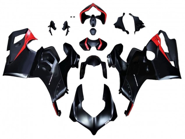 Beste Ducati Panigale V4 V4S Motorrad Verkleidung 2020-2021 - Glanzendes Schwarz Rot