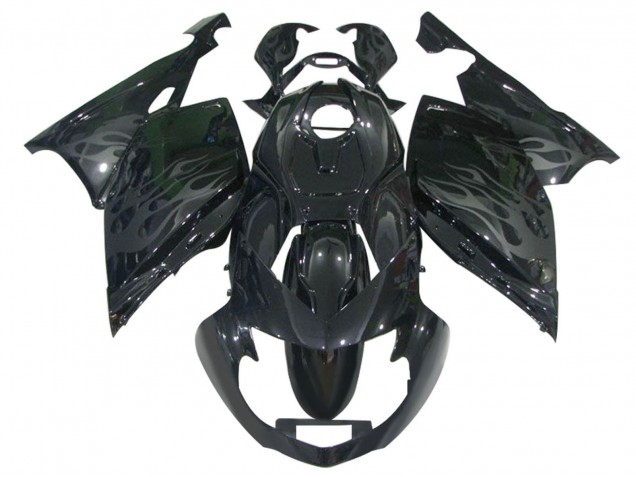 Beste BMW K1200S Motorrad Verkleidung 2005-2010 - Glanzendes Schwarz Grau Flamme