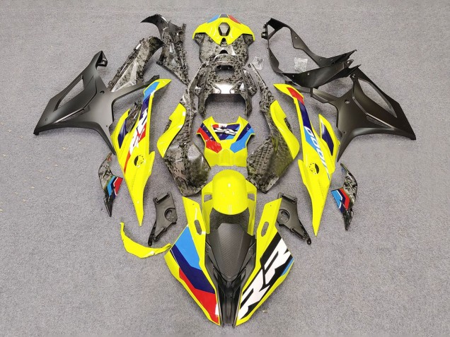 Beste BMW S1000RR Motorrad Verkleidung 2023-2024 - Gelb Carbonfaser