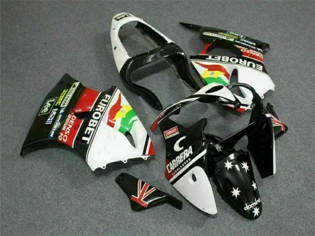 Beste Kawasaki ZX6R Motorrad Verkleidung 2000-2002 - Weiss Rot Gelb Grun Glanzendes Schwarz Stern EuroBet