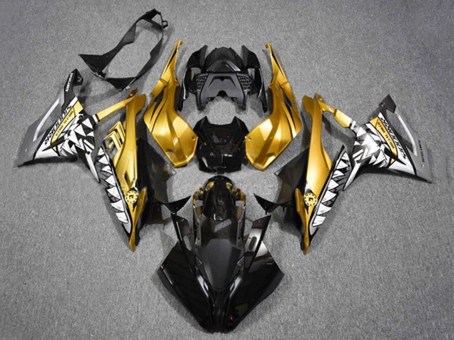Beste BMW S1000RR Motorrad Verkleidung 2019-2022 - Gold Schwarz Hai