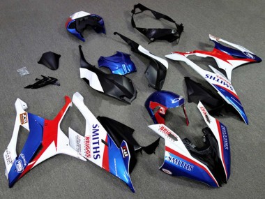 Beste BMW S1000RR Motorrad Verkleidung 2019-2022 - Weiss Blau Rot Smiths