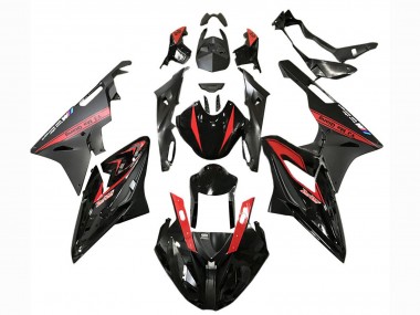 Beste BMW S1000RR Motorrad Verkleidung 2017-2018 - Rot Glanzendes Schwarz Matt Schwarz