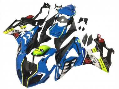 Beste BMW S1000RR Motorrad Verkleidung 2009-2014 - Blau Gelb Rot Schwarz Hai VR 46