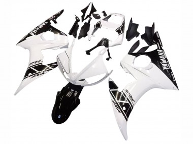 Beste Yamaha YZF R6 Motorrad Verkleidung 2003-2004 - Weiss Glanzendes Schwarz