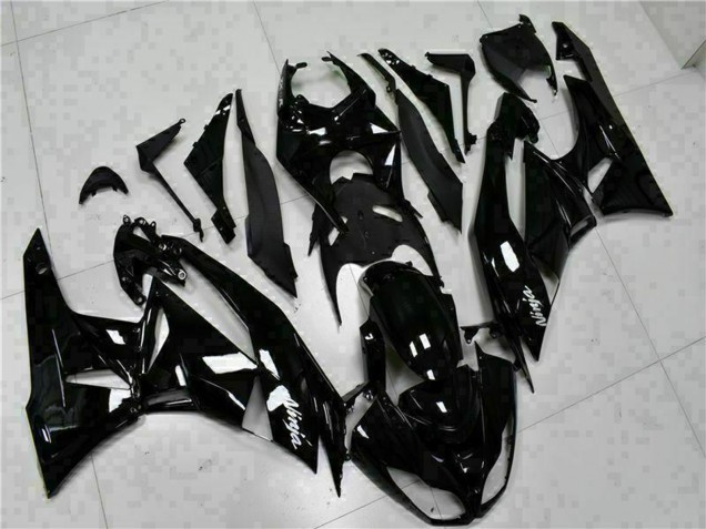 Beste Kawasaki ZX6R Motorrad Verkleidung 2009-2012 - Glanzendes Schwarz Weiss Ninja