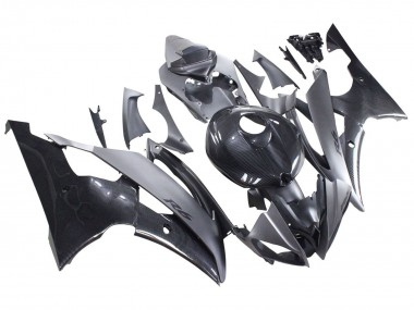 Beste Yamaha YZF 600 R6 Motorrad Verkleidung 2008-2016 - Grau Schwarz Carbonfaser Stil