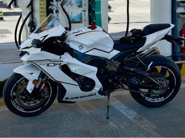 Beste Kawasaki ZX10R Motorrad Verkleidung 2021-2025 - Weiss Schwarz