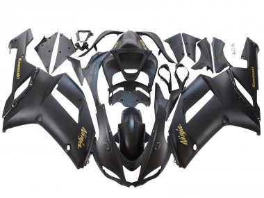 Beste Kawasaki ZX6R Motorrad Verkleidung 2007-2008 - Matt Schwarz mit Gelb Logo Ninja