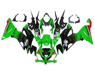 Beste Kawasaki ZX6R Motorrad Verkleidung 2019-2022 - Grun Glanzendes Schwarz Rot