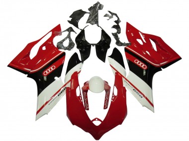 Beste Ducati Panigale 899 Motorrad Verkleidung 2011-2014 - Weiss Rot Glanzendes Schwarz Dunlop