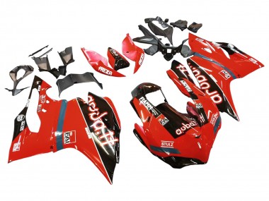 Beste Ducati 959/1299 Motorrad Verkleidung 2015-2020 - Rot Glanzendes Schwarz Fiamm