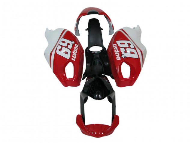 Beste Ducati Monster 696 796 1100 1100S Motorrad Verkleidung 2008-2012 - Weiss Rot Glanzendes Schwarz 69
