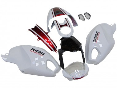 Beste Ducati Monster 696 796 1100 1100S Motorrad Verkleidung 2008-2012 - Weiss Rot Glanzendes Schwarz
