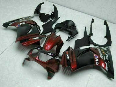 Beste Kawasaki EX250 Motorrad Verkleidung 2008-2012 - Glanzendes Schwarz Kastanienbraun Rot