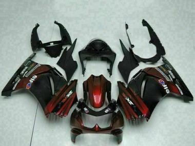 Beste Kawasaki EX250 Motorrad Verkleidung 2008-2012 - Glanzendes Schwarz Kastanienbraun Rot