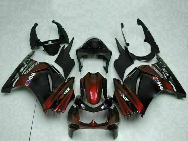 Beste Kawasaki EX250 Motorrad Verkleidung 2008-2012 - Glanzendes Schwarz Kastanienbraun Rot