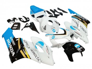 Beste Honda CBR1000RR Motorrad Verkleidung 2004-2005 - Weiss Hellblau Gelb Schwarz Konica Minolta