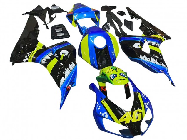 Beste Honda CBR1000RR Motorrad Verkleidung 2006-2007 - Blau Fluoreszierendes Grun Glanzendes Schwarz Hai 46