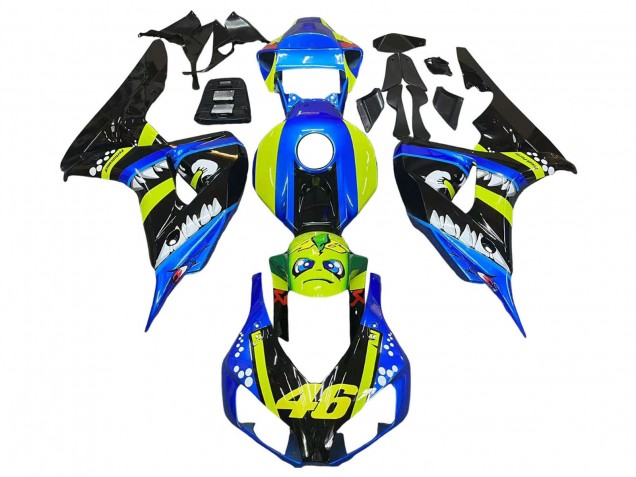 Beste Honda CBR1000RR Motorrad Verkleidung 2006-2007 - Blau Fluoreszierendes Grun Glanzendes Schwarz Hai 46