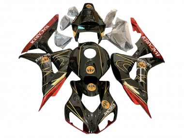 Beste Honda CBR1000RR Motorrad Verkleidung 2006-2007 - Glanzendes Schwarz Rot Gold BACARDI