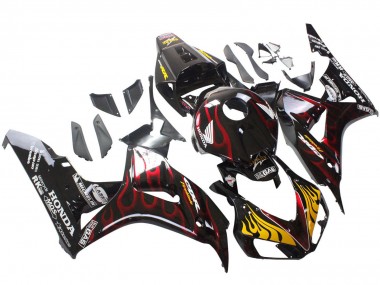 Beste Honda CBR1000RR Motorrad Verkleidung 2006-2007 - Glanzendes Schwarz Gelb Rot Flamme