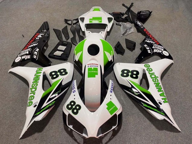 Beste Honda CBR1000RR Motorrad Verkleidung 2006-2007 - Weiss Grun Glanzendes Schwarz Hannspree 88