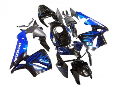 Beste Honda CBR600RR Motorrad Verkleidung 2005-2006 - Glanzendes Schwarz Blau Flamme