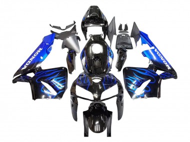 Beste Honda CBR600RR Motorrad Verkleidung 2005-2006 - Glanzendes Schwarz Blau Flamme