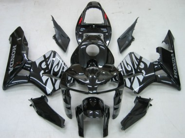 Beste Honda CBR600RR Motorrad Verkleidung 2005-2006 - Glanzendes Schwarz Grau Flamme