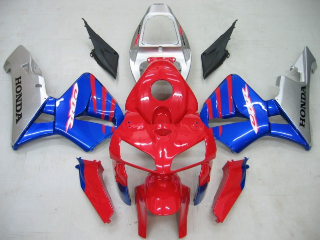 Beste Honda CBR600RR Motorrad Verkleidung 2005-2006 - Rot Blau Silber