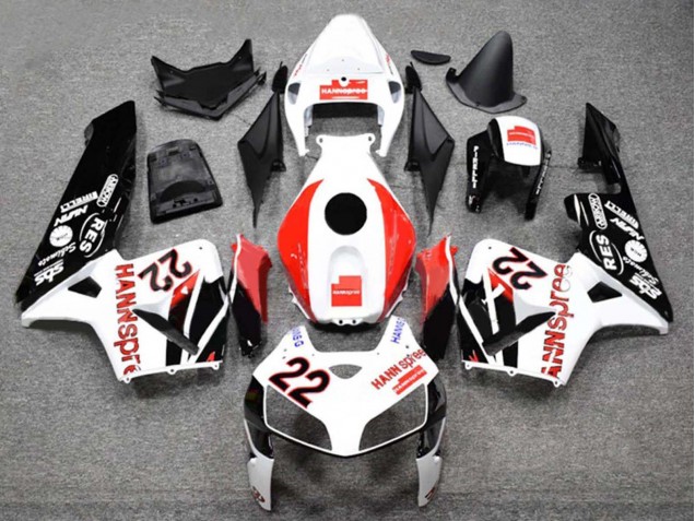 Beste Honda CBR600RR Motorrad Verkleidung 2005-2006 - Weiss Rot Glanzendes Schwarz HannSpree 22