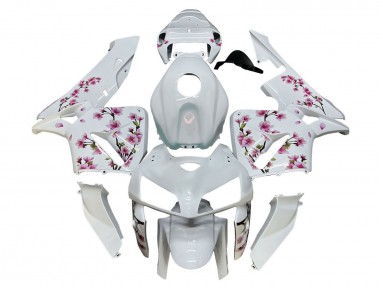 Beste Honda CBR600RR Motorrad Verkleidung 2005-2006 - Weiss mit Cherry Blossom