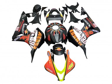 Beste Honda CBR600RR Motorrad Verkleidung 2007-2008 - Matt Schwarz Orange Rot Rossi Repsol 46