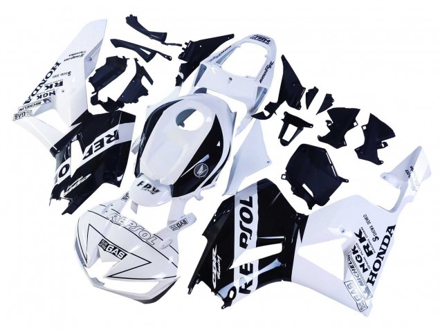 Beste Honda CBR600RR Motorrad Verkleidung 2013-2023 - Weiss Glanzendes Schwarz Repsol