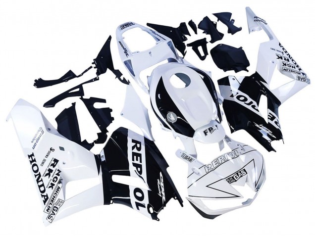 Beste Honda CBR600RR Motorrad Verkleidung 2013-2023 - Weiss Glanzendes Schwarz Repsol